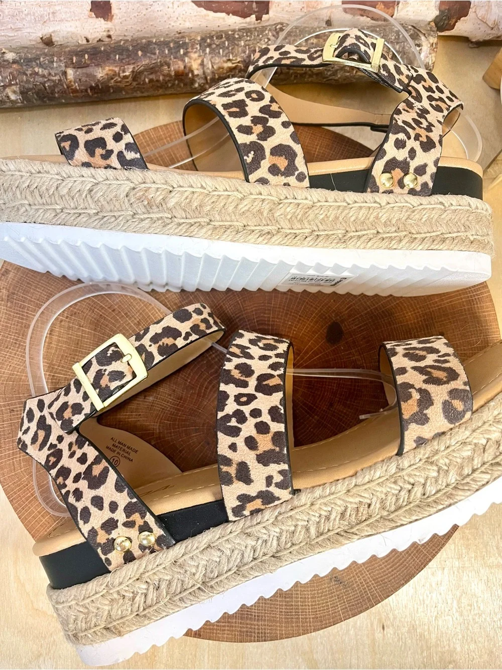 NWT Soda Bryces Cheetah Print Platform Espadrille Sandals Size 10